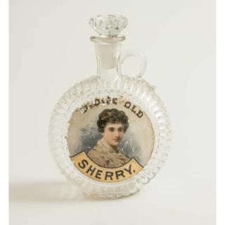 Appraisal: Label Under Glass Sherry Backbar Bottle Label depicting a portrait