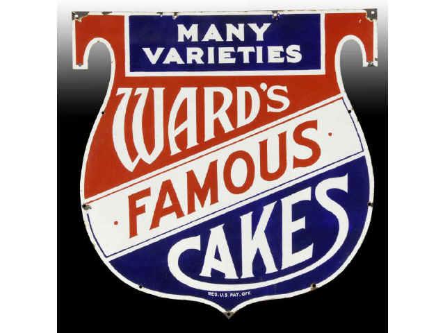 Appraisal: Ward's Cakes Die-Cut Porcelain Sign Description s to s Light