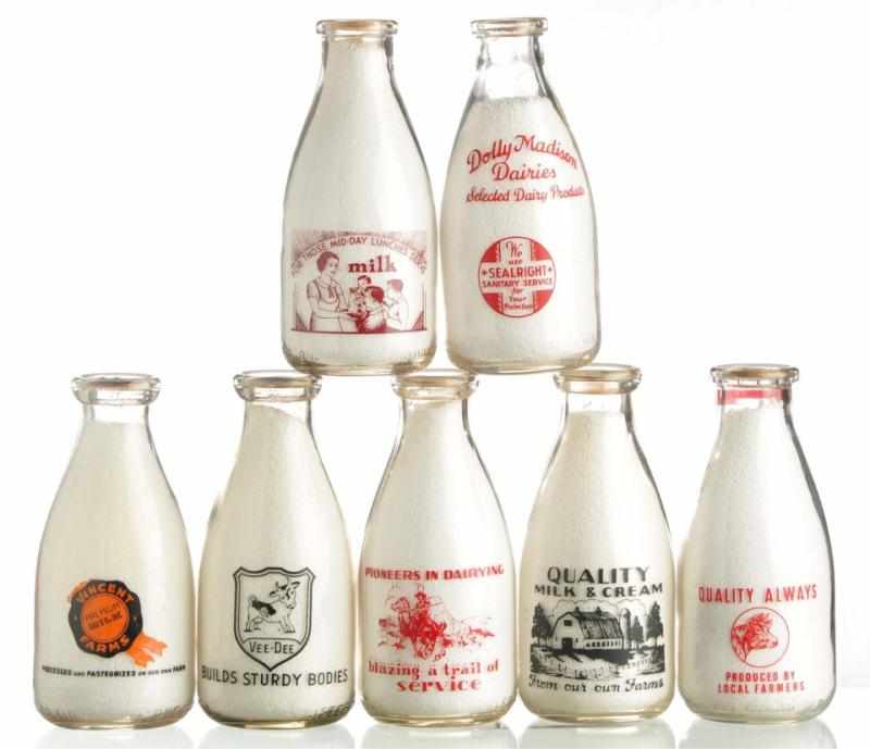 Appraisal: Lot of Milk Bottles from Various Locations Description Lot includes