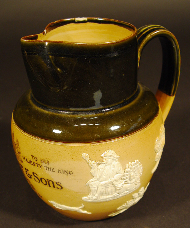 Appraisal: Royal Doulton stoneware water jug printed with John Dewar and