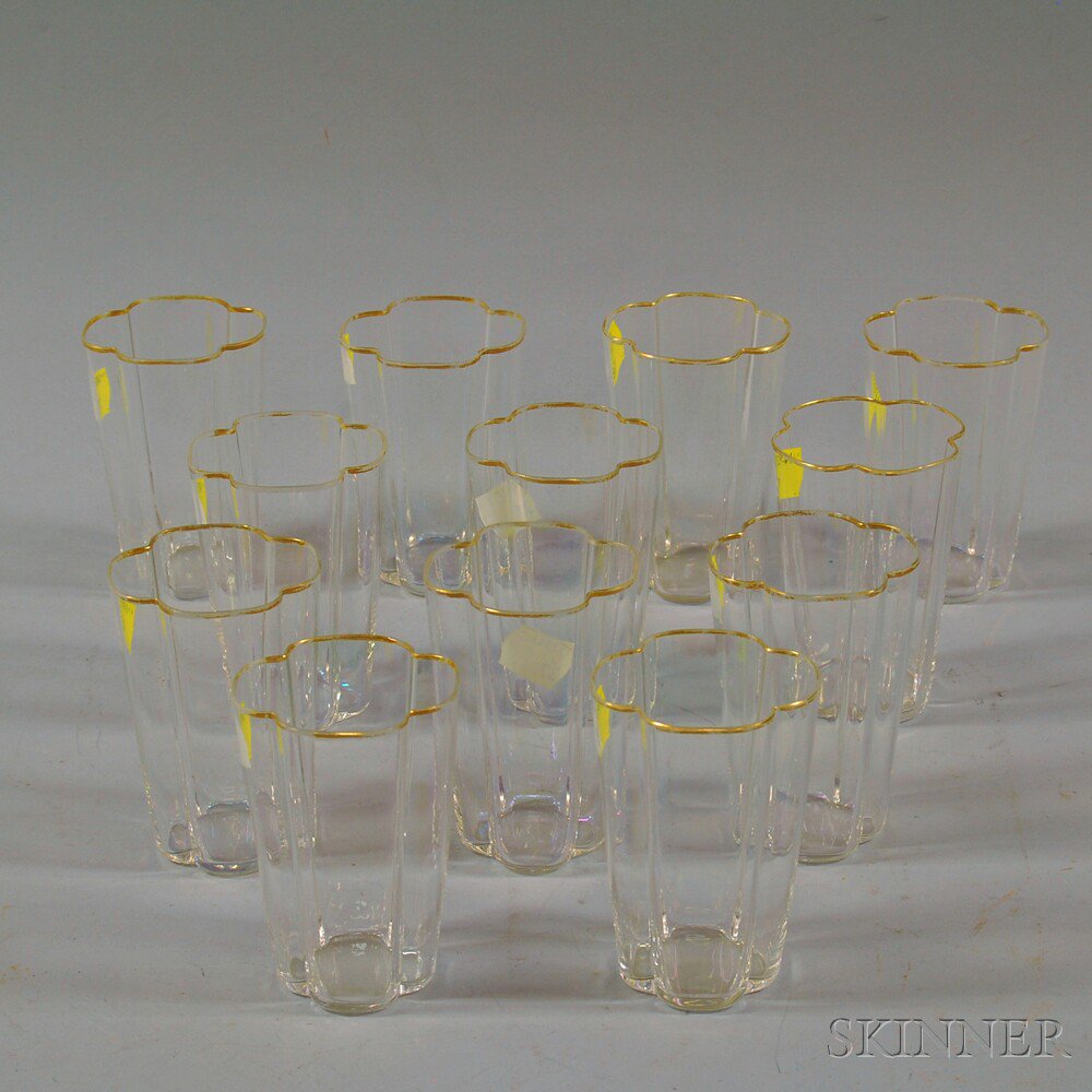 Appraisal: Twelve French Quatrefoil-form Glass Tumblers ht dia in Estimate -