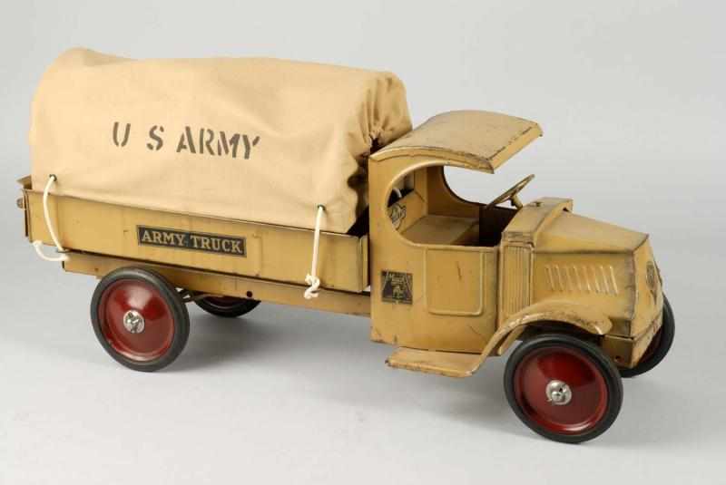 Appraisal: Pressed Steel Steelcraft Army Truck Description American Circa Mack C-cab