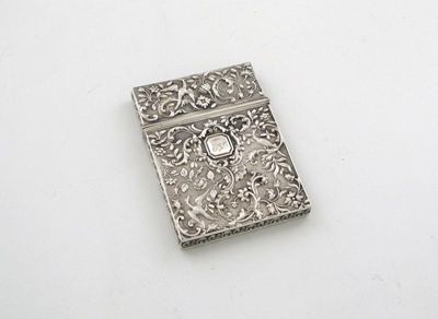 Appraisal: A William IV silver card case rectangular form chased with