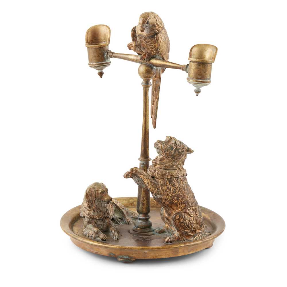 Appraisal: VICTORIAN GILT BRONZE DESK STAND TH CENTURY with twin nozzles