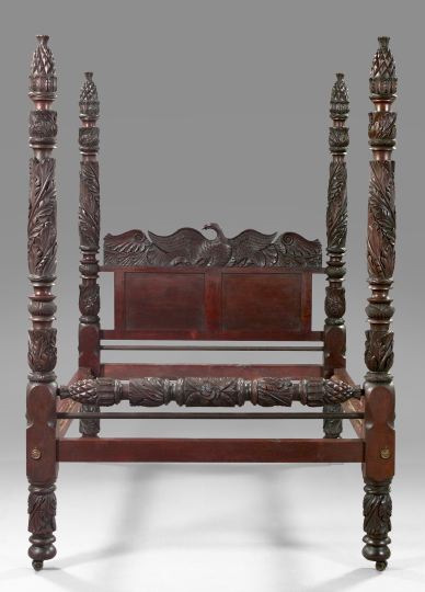 Appraisal: Rare American Late Federal Mahogany Four-Post Bedstead second quarter th