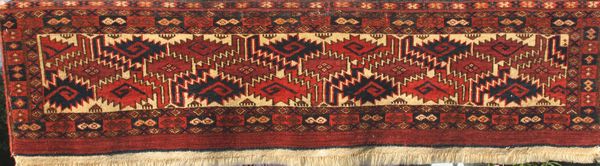 Appraisal: th Century Turkoman Yomut Asmalyk rug x EST