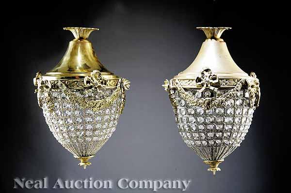 Appraisal: A Decorative Pair of Brass Acorn-Form Single-Light Luminaries in the