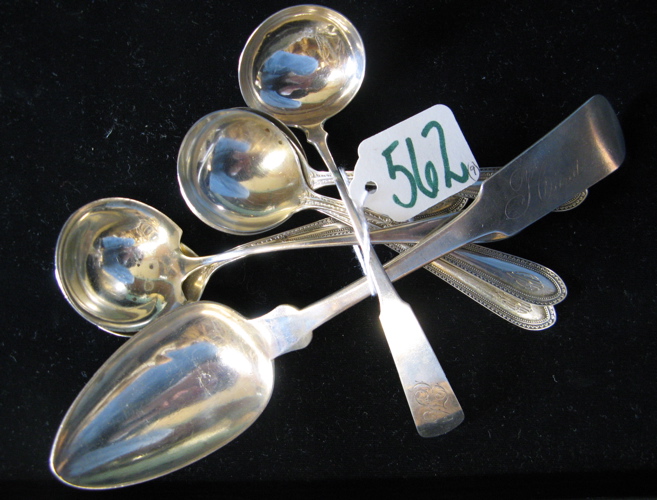 Appraisal: A COLLECTION OF NINE PIECES SILVER FLATWARE including soup spoons