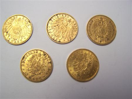 Appraisal: A collection of German gold coins to include Marks A