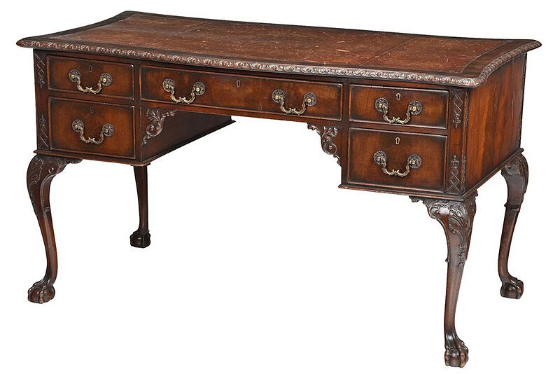 Appraisal: Chippendale Style Leather Top Writing Desk British late th century