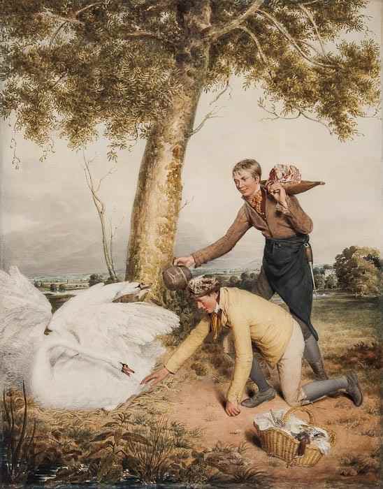 Appraisal: Thomas Heaphy - Village boys poaching swans eggs watercolour over