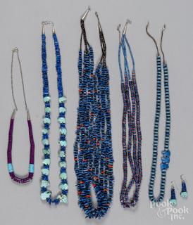 Appraisal: Group of Southwestern Native American lapis lazuli and beaded necklaces