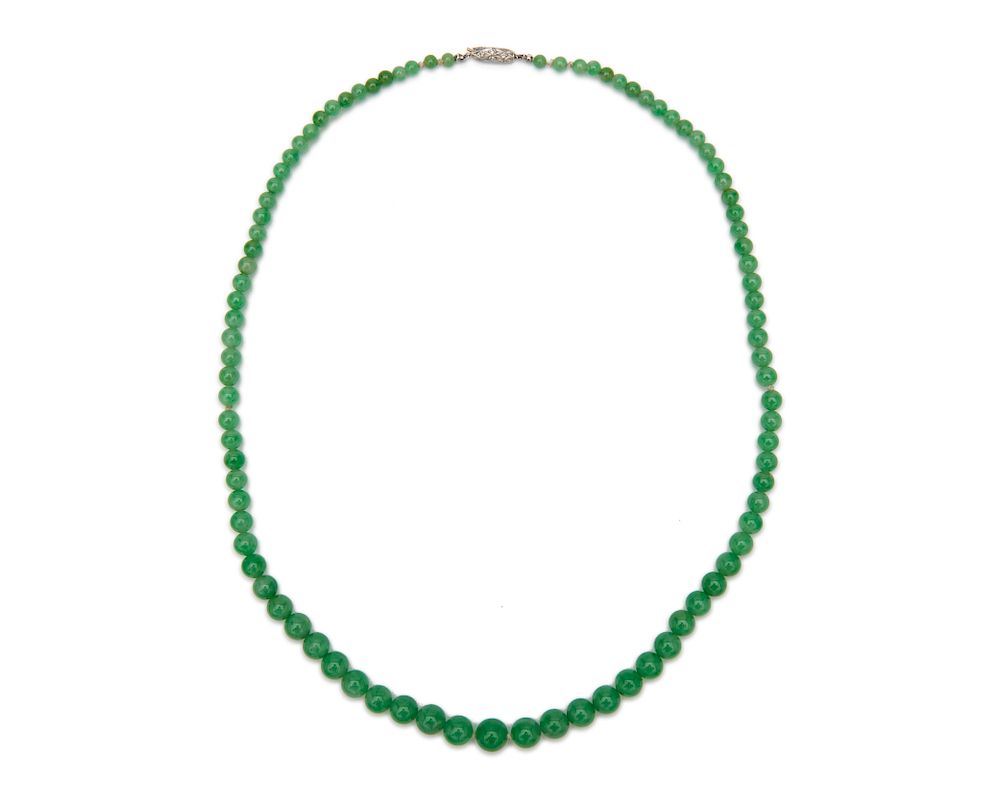 Appraisal: Jadeite Necklace Jadeite Necklace comprising graduated jadeite beads ranging in