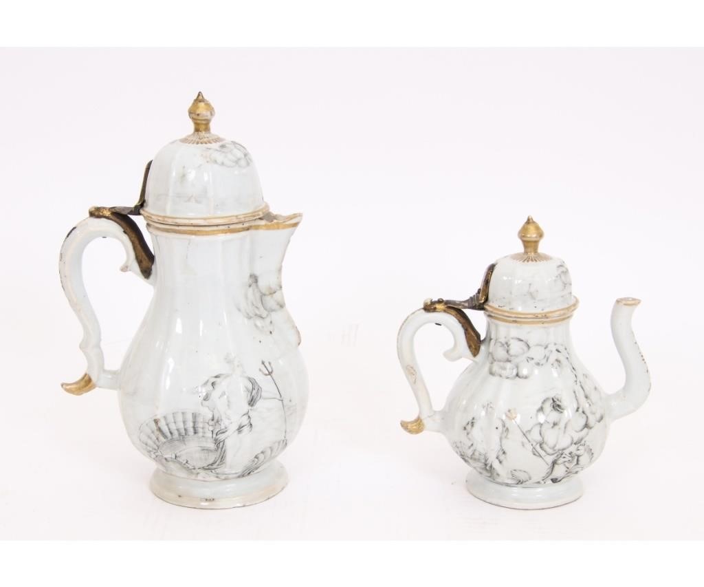 Appraisal: Two Chinese export porcelain teapots circa each with Greek myth