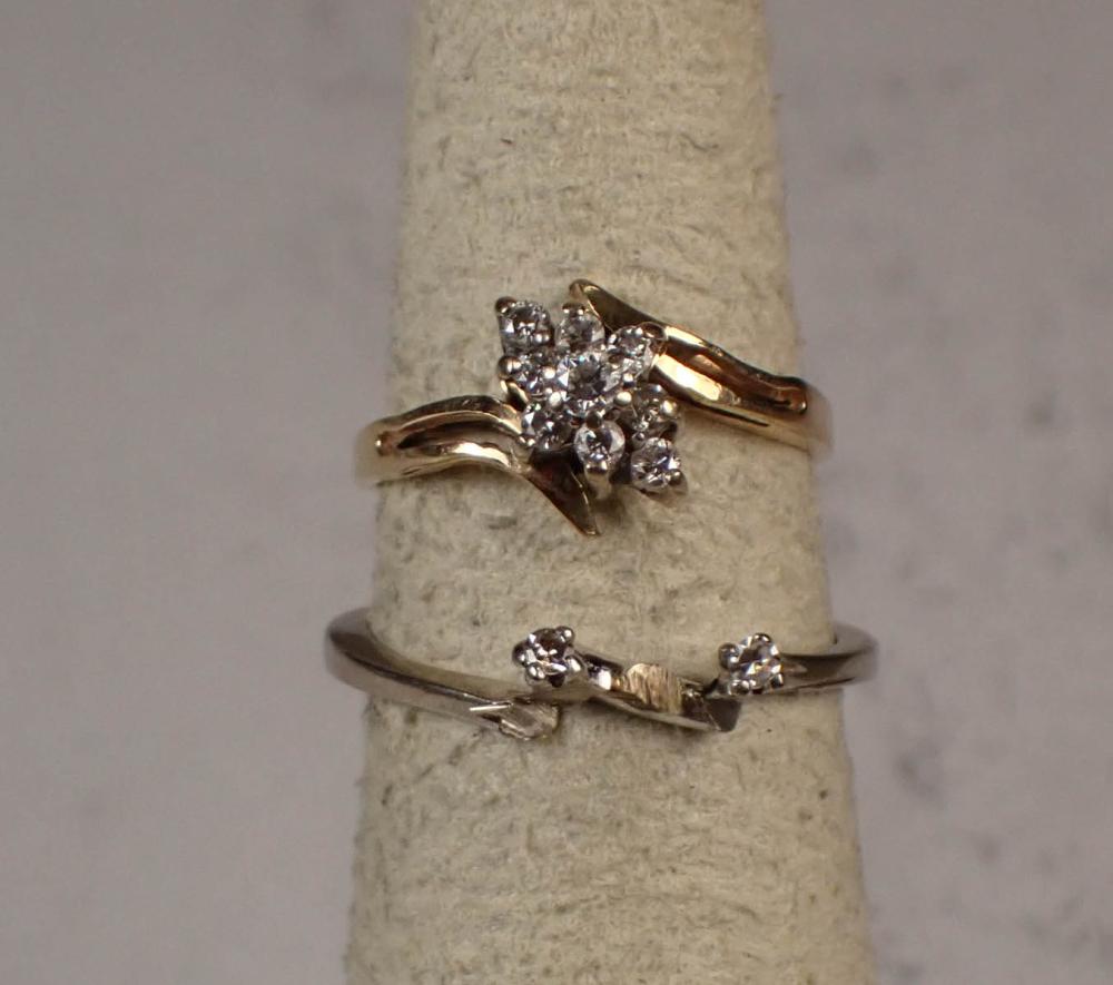 Appraisal: TWO DIAMOND AND FOURTEEN KARAT GOLD RINGS k yellow and