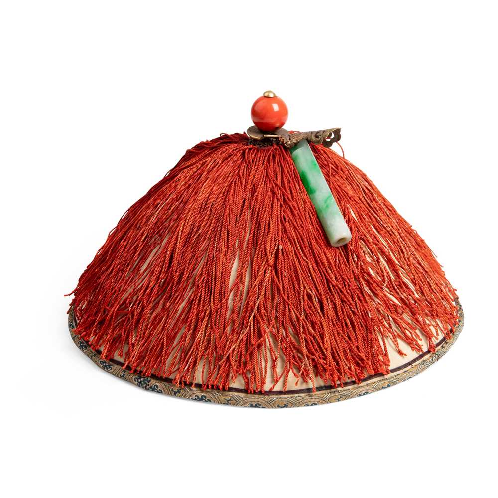 Appraisal: COURT OFFICIAL HAT of conical form red threads overlaid the