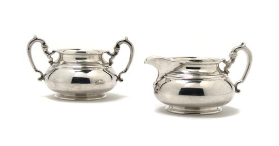 Appraisal: An English Silver Creamer and Sugar The Goldsmiths Silversmiths Height