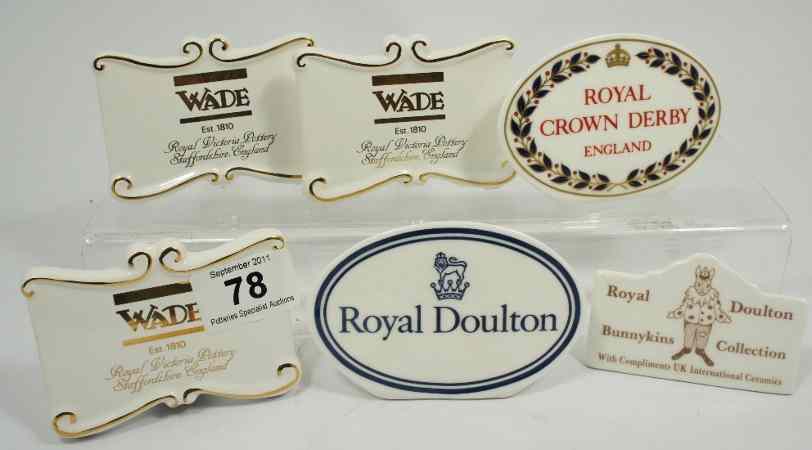 Appraisal: Collection of Pottery Name Stands Royal Doulton x Wade Royal