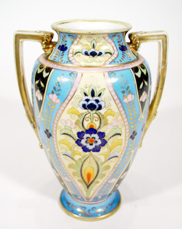 Appraisal: Noritake two handled porcelain vase hand painted and gilded with