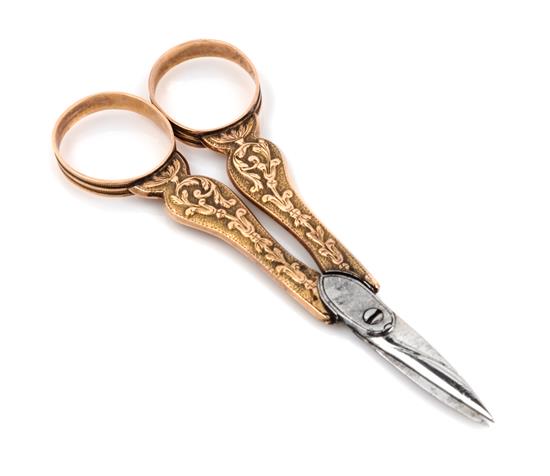 Appraisal: Sale Lot A Pair of French Karat Gold Handled Scissors