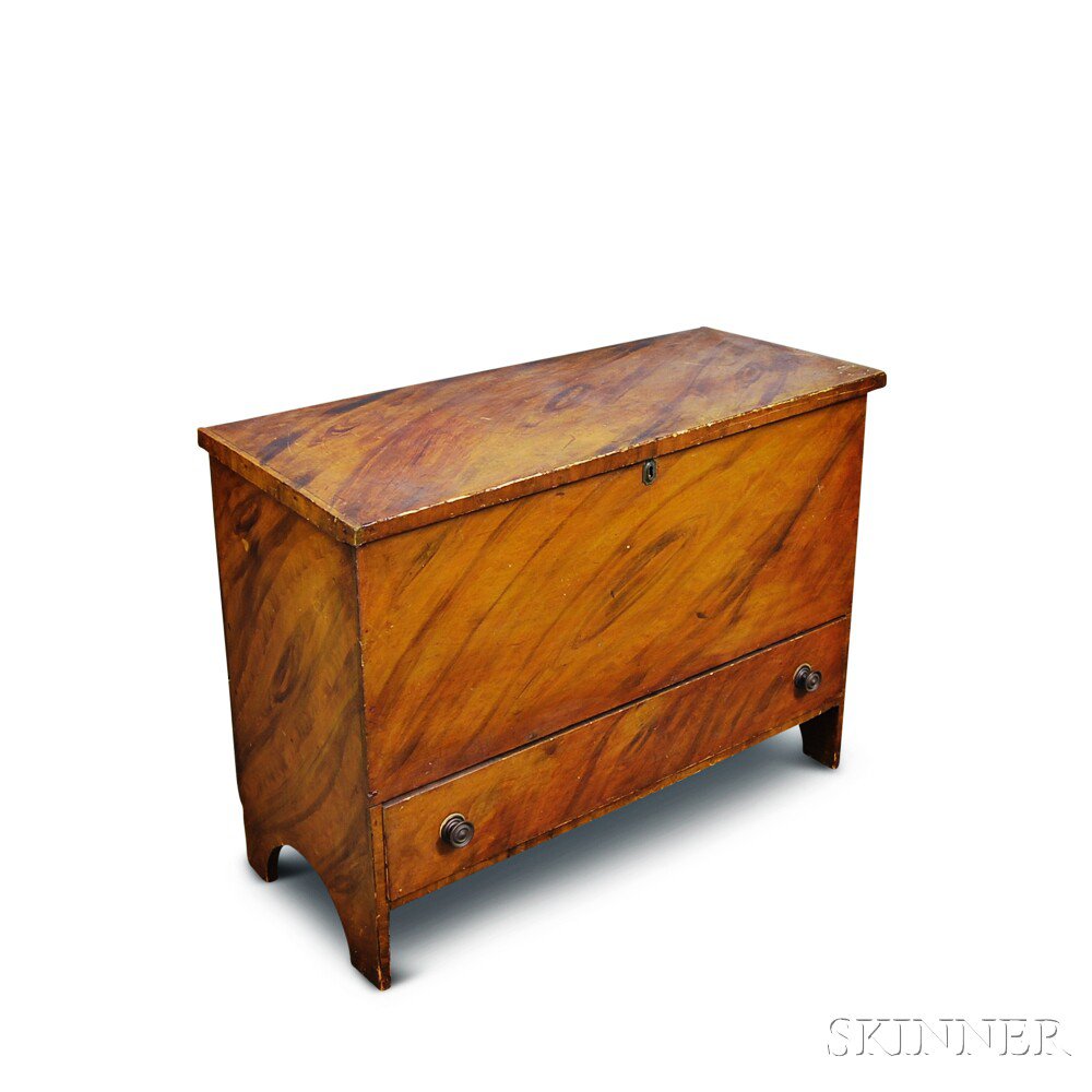 Appraisal: Pine Grain-painted Chest over Drawer New England early th century