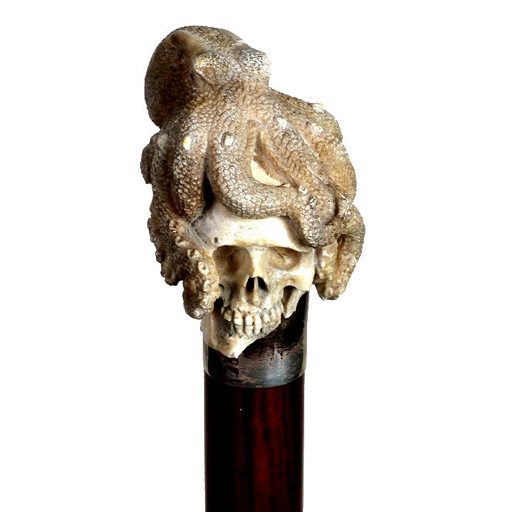 Appraisal: Stag Octopus and Skull Cane Mid th Century- An unusual