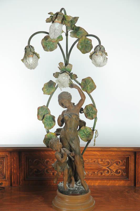 Appraisal: FIGURAL LAMP A newel post lamp with the figure of