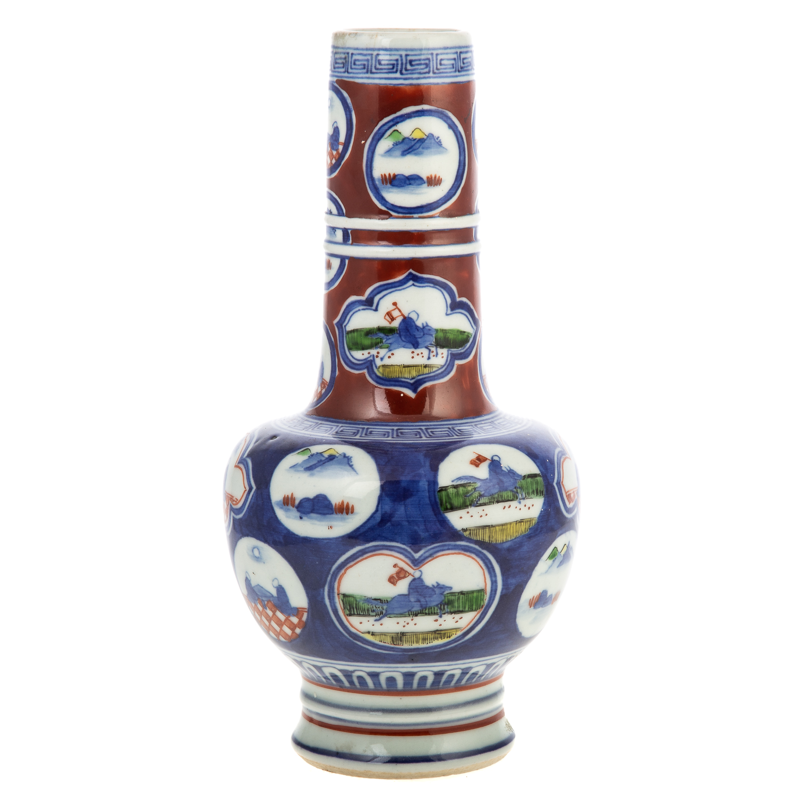 Appraisal: CHINESE WUCAI PORCELAIN LONG NECK VASE Globular base with long