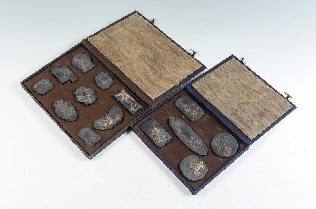 Appraisal: SETS CHINESE CARVED STONE INK BLOCKS sets total each in