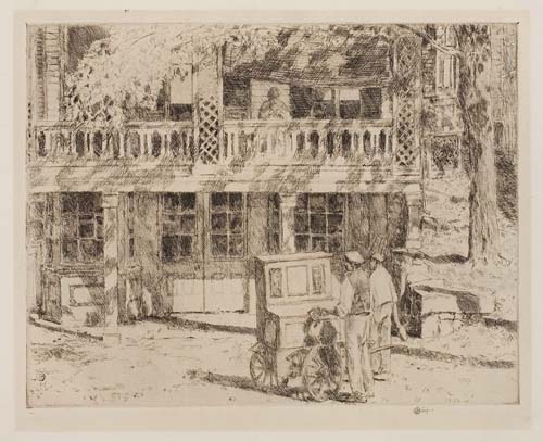 Appraisal: CHILDE HASSAM Toby's Cos Cob Etching x mm x inches