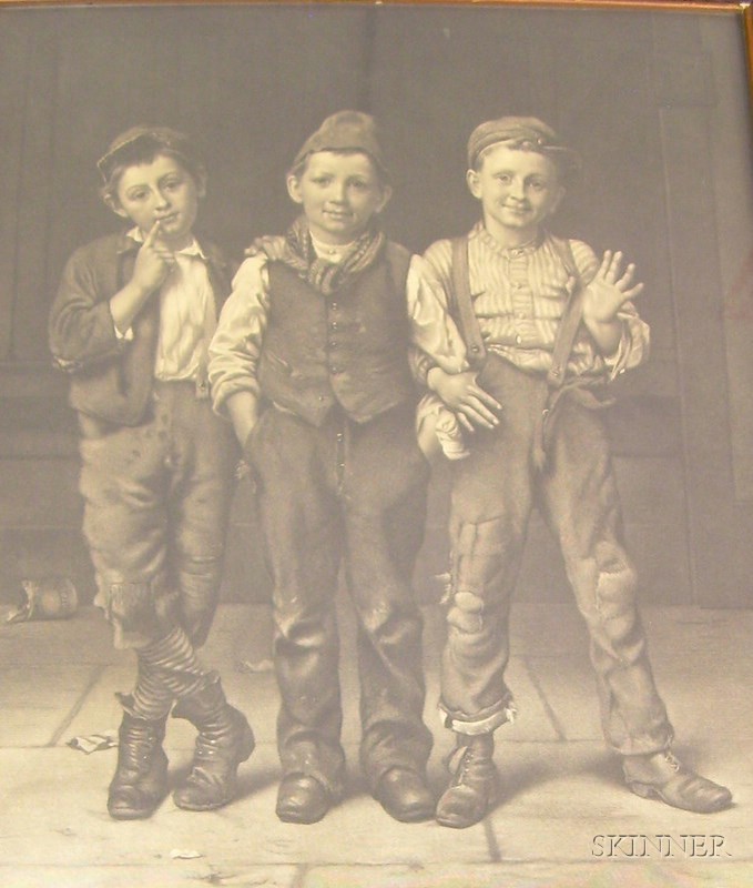 Appraisal: Framed Engraving of Three Boys After John George Brown American