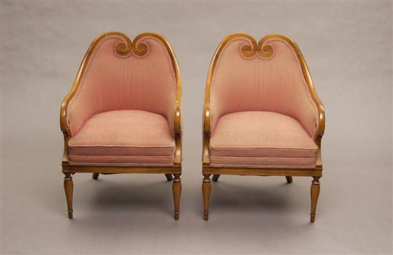 Appraisal: PAIR BIEDERMEIER STYLE FRUITWOOD BERG RES th century Double-arch crest