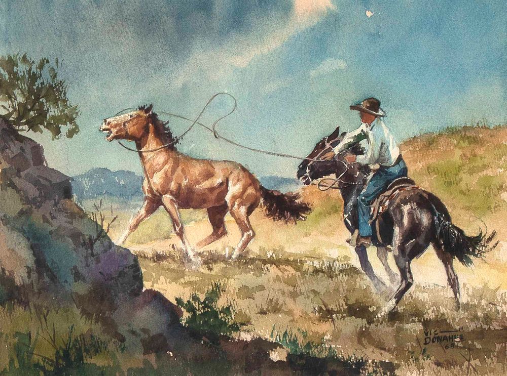 Appraisal: Vic Donahue Untitled Roping the Runaway Mare Vic Donahue -