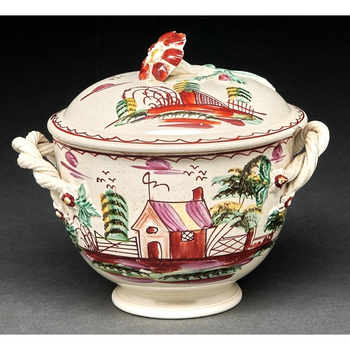 Appraisal: An English creamware sucrier and cover c - with entwined