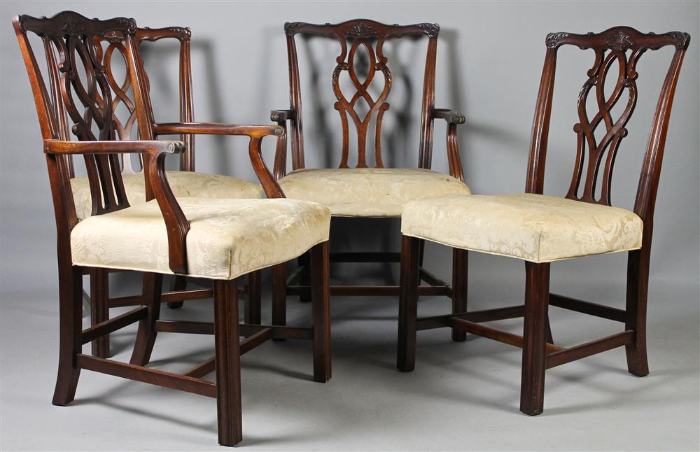 Appraisal: SET OF FOUR KINDEL CHIPPENDALE STYLE CARVED MAHOGANY CHAIRS the