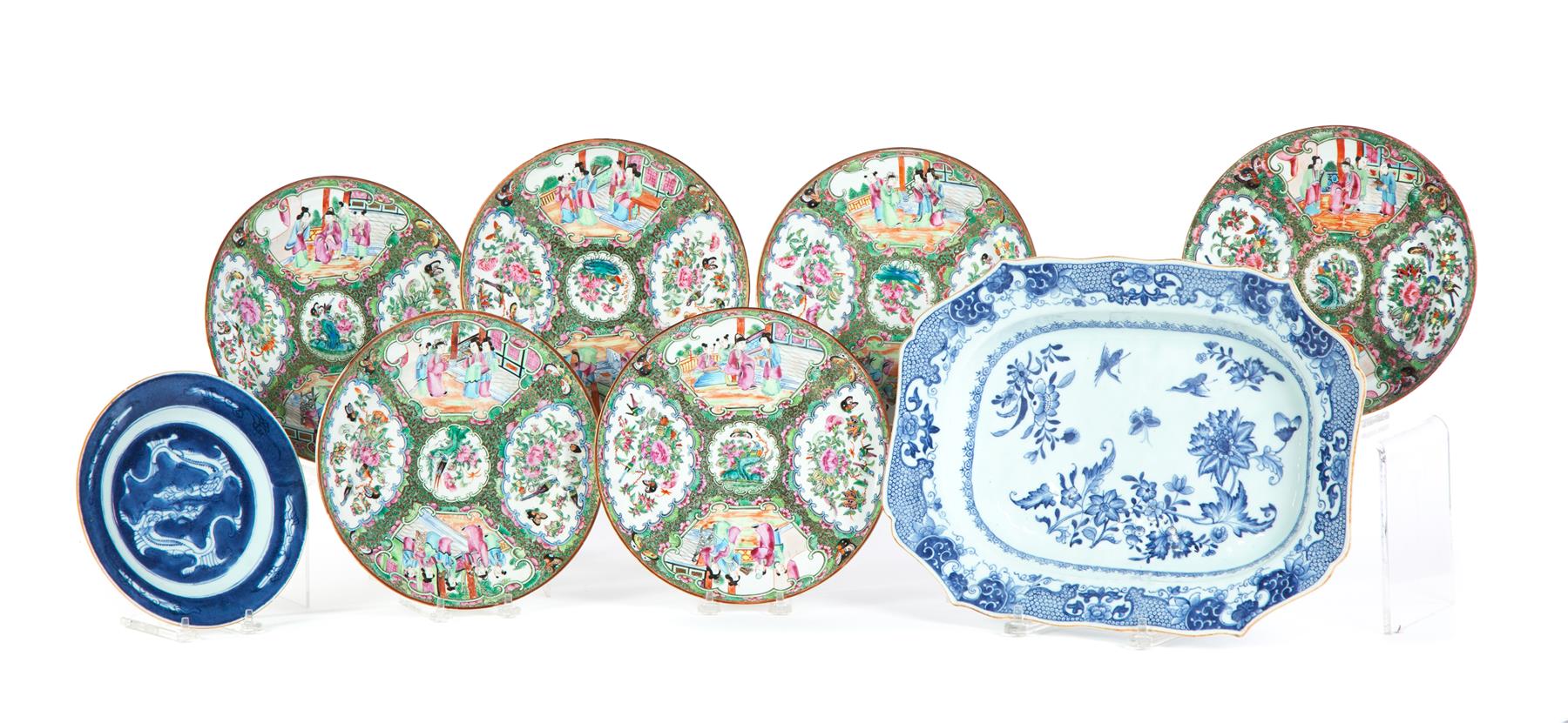 Appraisal: EIGHT PIECES OF CHINESE EXPORT Nineteenth century Six Rose Medallion