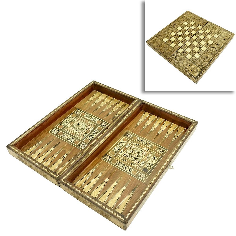 Appraisal: Middle Eastern Marquetry and MOP Inlaid Game board Middle Eastern