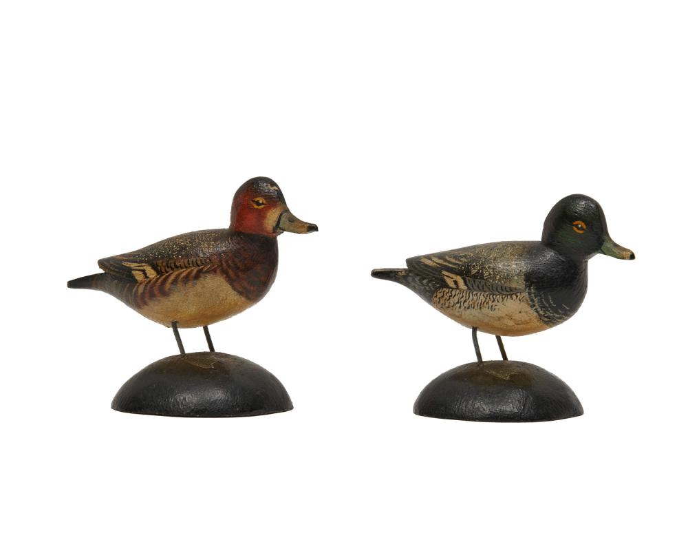 Appraisal: A ELMER CROWELL Miniature Bluebill male and female the male