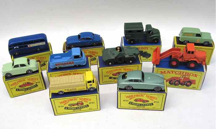 Appraisal: TEN MATCHBOX VEHICLES in boxes Moko Lesney boxes Albion Chieftain