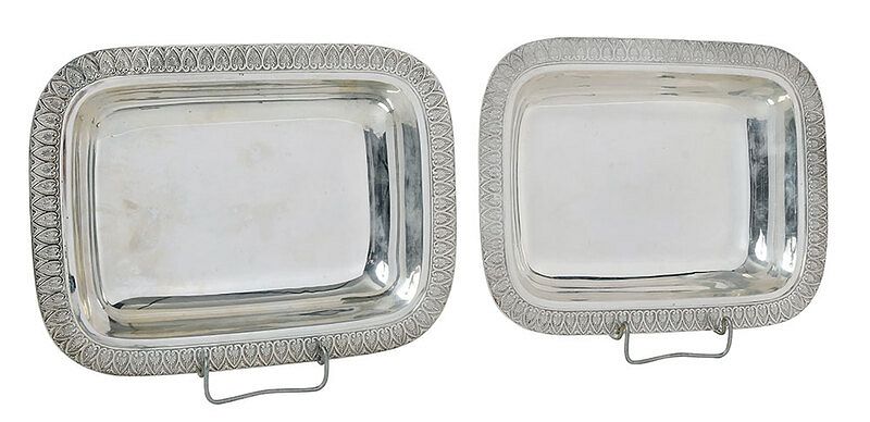 Appraisal: Two Tiffany Sterling Rectangular Dishes American - rounded rectangular form