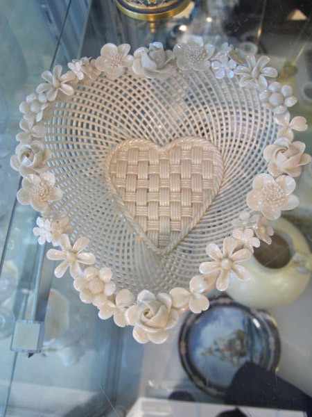 Appraisal: BELLEEK HEART SHAPED PORCELAIN BASKET