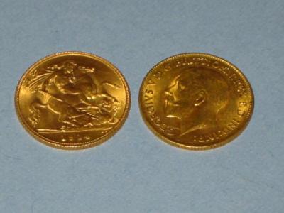 Appraisal: TWO GOLD HALF SOVEREIGNS dated