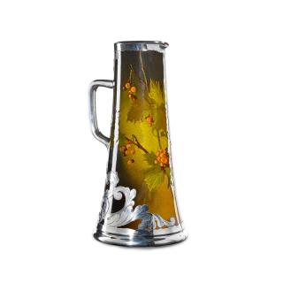 Appraisal: AMELIA SPRAGUE ROOKWOOD Tall pitcher w overlay LENORE ASBURY ROOKWOOD