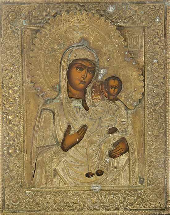 Appraisal: Russian icon th century HODEGETRIA MOTHER OF GOD oil on