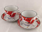 Appraisal: A pair of Soviet Russian ceramic cups and saucers with