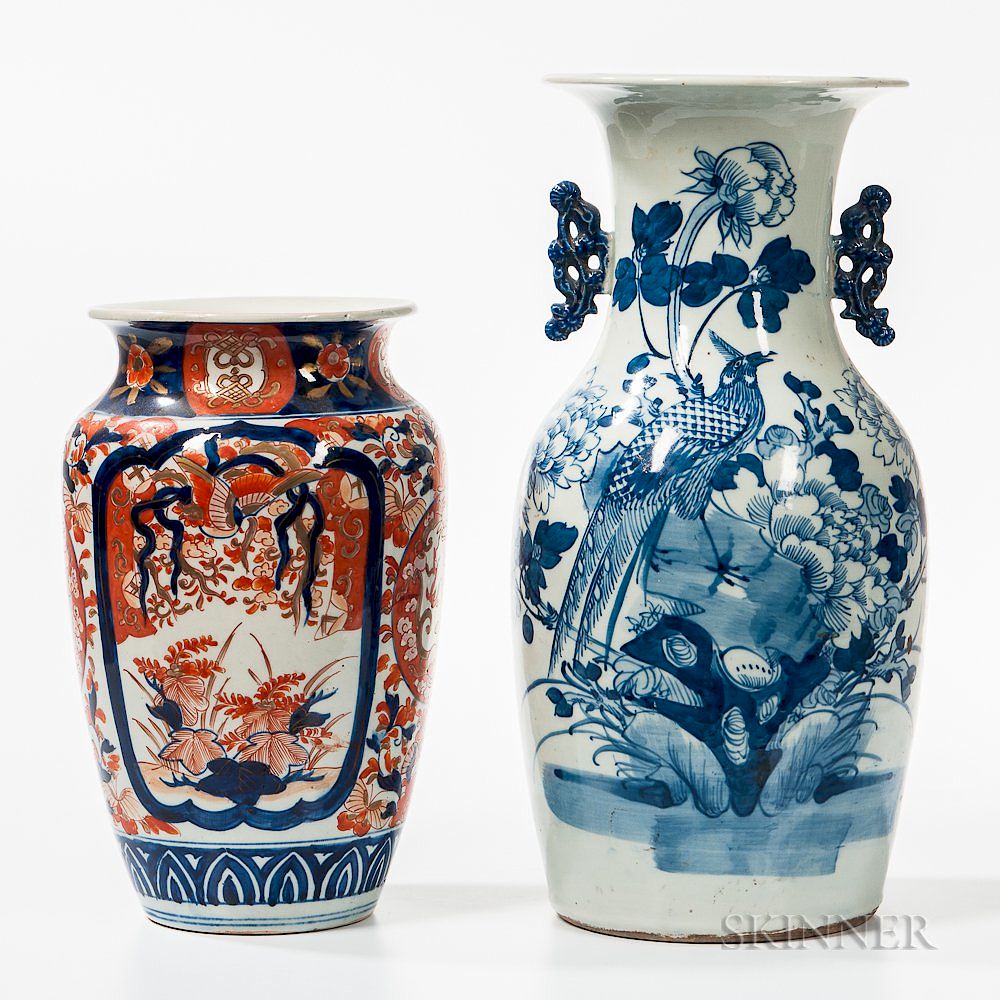 Appraisal: Two Ceramic Vases Two Ceramic Vases China and Japan a