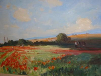 Appraisal: GORDON CLIFFORD BARLOW Poppy Fields Northern France signed inscribed verso