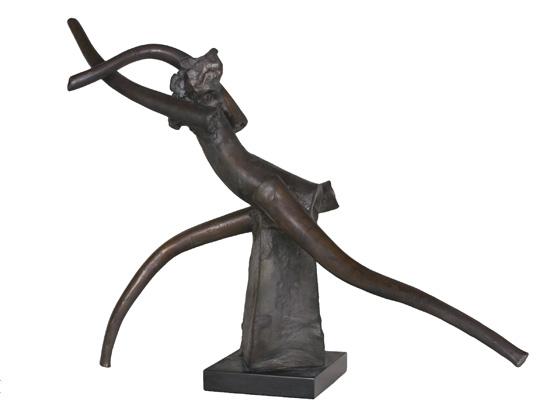 Appraisal: REUBEN NAKIAN American - Running Nymph bronze with black patina