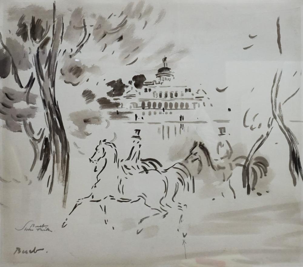 Appraisal: Franz Bueb German Stoke Park Ink Wash on Paper Frame