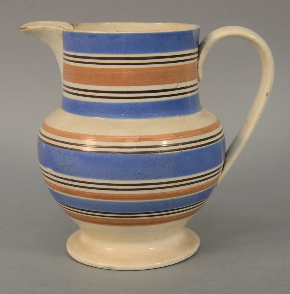 Appraisal: Pearlware Mocha Jug having tri-color banding height inches Pearlware Mocha